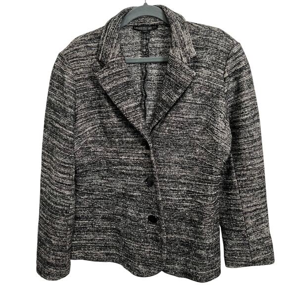 Lafayette 148 New York Black Gray Blend Wool Blend Jacket Blazer Women's 12 - Picture 1 of 9
